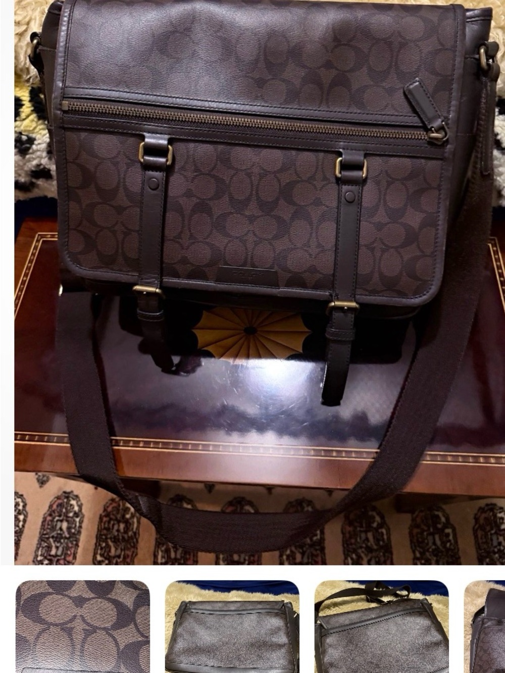 Coach Dark Brown Signature Messenger Bag